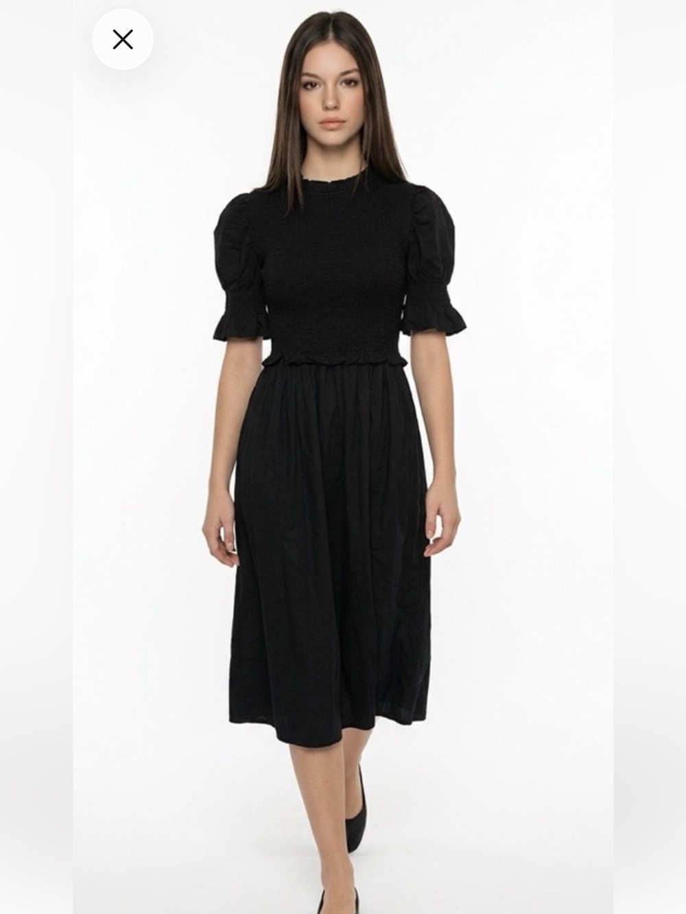 GAP Black Cotton Smocked Dress